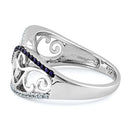 Sterling Silver Vines Amethyst CZ Ring