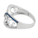 Sterling Silver Vines Blue Spinel CZ Ring