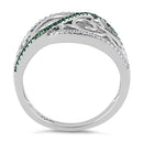Sterling Silver Vines Emerald CZ Ring