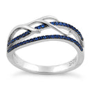 Sterling Silver Vines Freeform Blue Sapphire CZ Ring