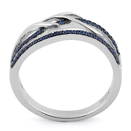 Sterling Silver Vines Freeform Blue Sapphire CZ Ring
