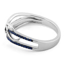 Sterling Silver Vines Freeform Blue Sapphire CZ Ring