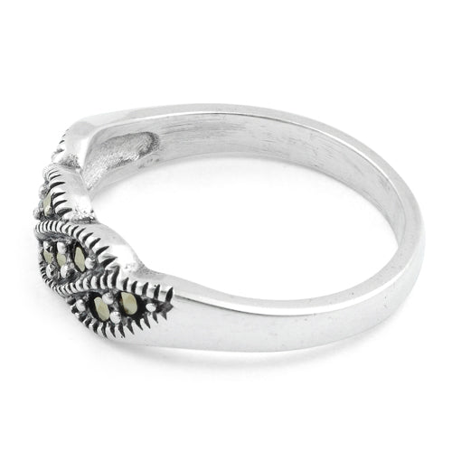 Sterling Silver Waves Marcasite Ring