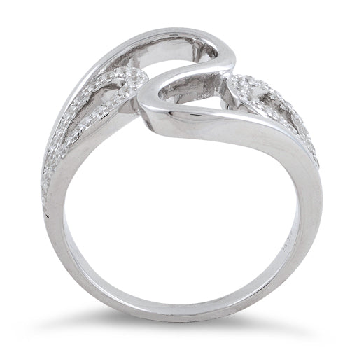 Sterling Silver Wavy CZ Ring