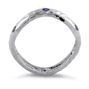 Sterling Silver Wavy Hammered Amethyst CZ Ring