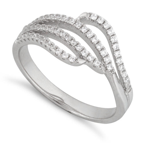 Sterling Silver Wavy CZ Ring