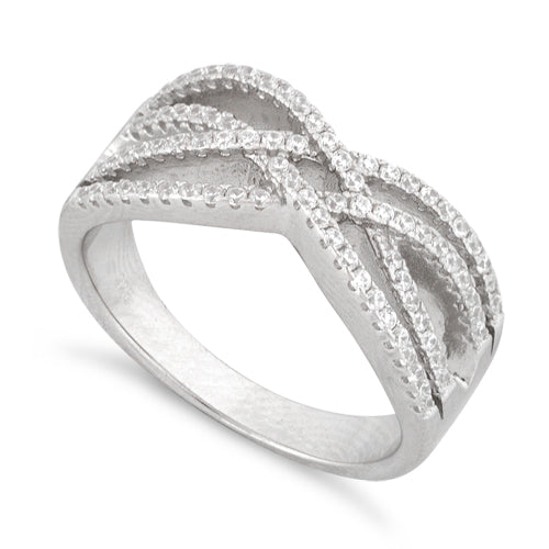 Sterling Silver Intertwined CZ Ring