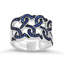 Sterling Silver Wavy Blue Spinel CZ Ring