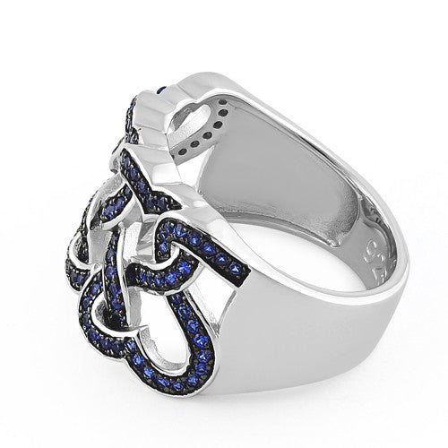 Sterling Silver Wavy Blue Spinel CZ Ring