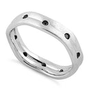 Sterling Silver Wavy Brushed Black CZ Ring