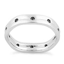 Sterling Silver Wavy Brushed Black CZ Ring