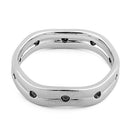 Sterling Silver Wavy Brushed Black CZ Ring