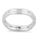 Sterling Silver Wavy Brushed Clear CZ Ring