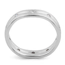 Sterling Silver Wavy Brushed Clear CZ Ring