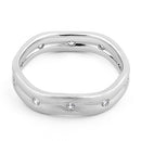 Sterling Silver Wavy Brushed Clear CZ Ring