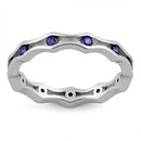 Sterling Silver Wavy Eternity Amethyst CZ Ring