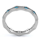 Sterling Silver Wavy Eternity Aqua Blue CZ Ring