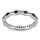 Sterling Silver Wavy Eternity Black CZ Ring