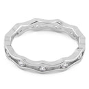 Sterling Silver Wavy Eternity Clear CZ Ring