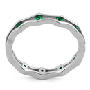 Sterling Silver Wavy Eternity Emerald CZ Ring