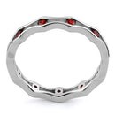 Sterling Silver Wavy Eternity Garnet CZ Ring