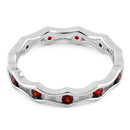 Sterling Silver Wavy Eternity Garnet CZ Ring