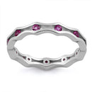 Sterling Silver Wavy Eternity Pink CZ Ring