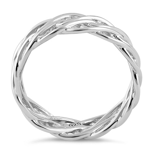 Sterling Silver Wavy Strings Braided Ring