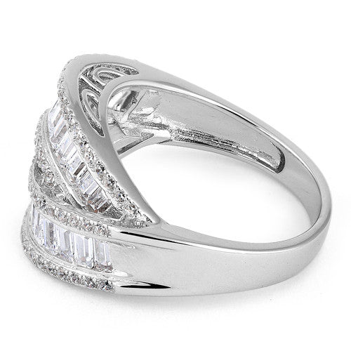 Sterling Silver Weave CZ Ring