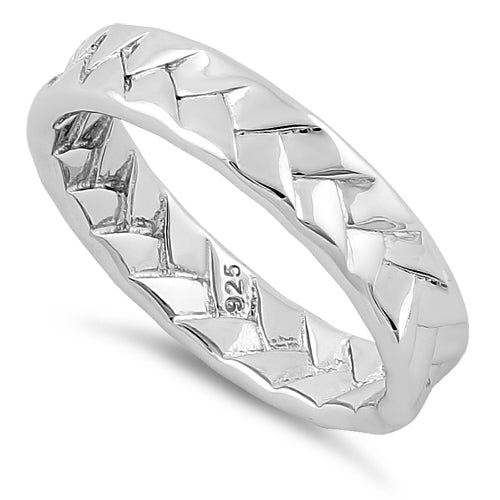 Sterling Silver Weave Pattern Band Ring