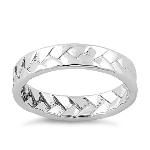Sterling Silver Weave Pattern Band Ring