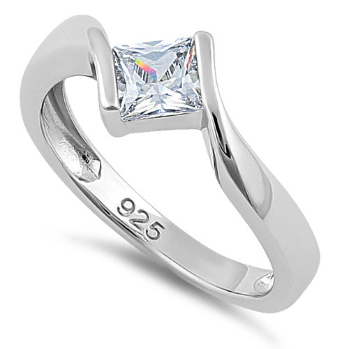 Sterling Silver Clear Princess CZ Ring