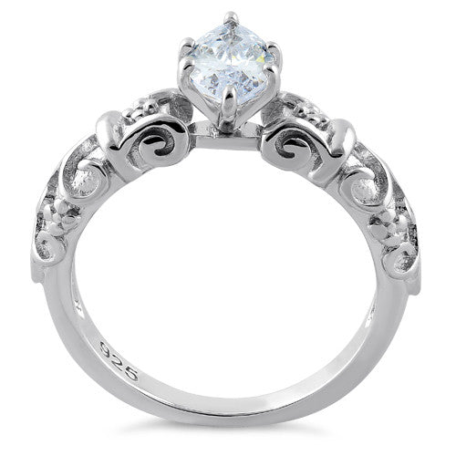 Sterling Silver Wild Vines Marquise Cut Clear CZ Ring