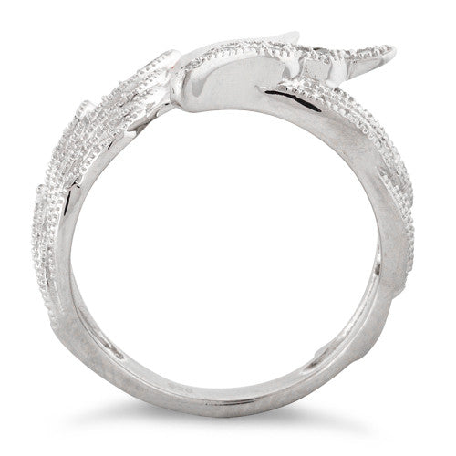 Sterling Silver Wings Pave CZ Ring