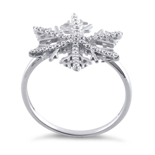 Sterling Silver Winter Snowflake Clear CZ RIng