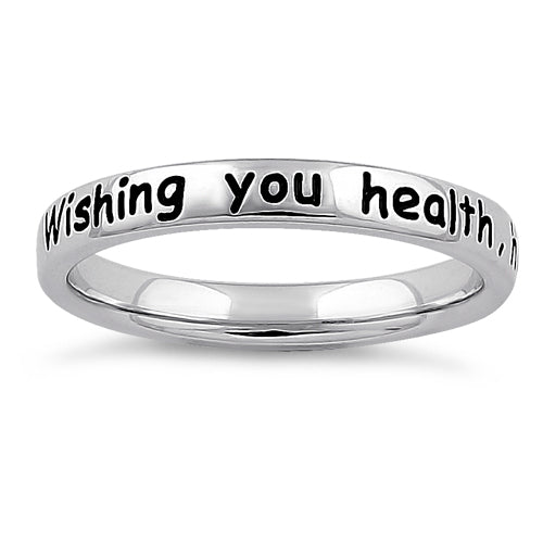 Sterling Silver "Wishing you health, happiness, success, & love" Ring