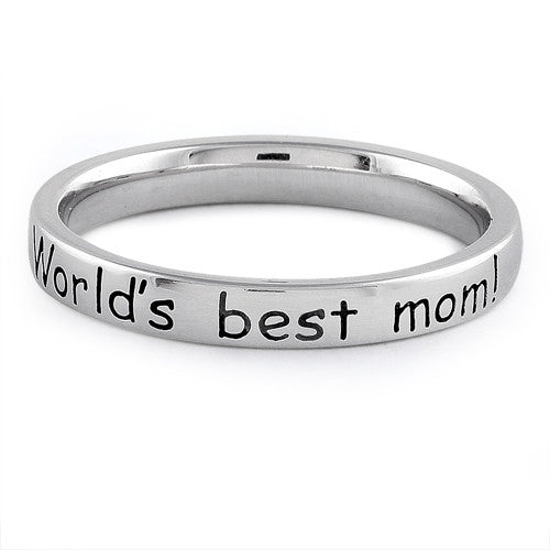 Sterling Silver "World's best mom!" Ring