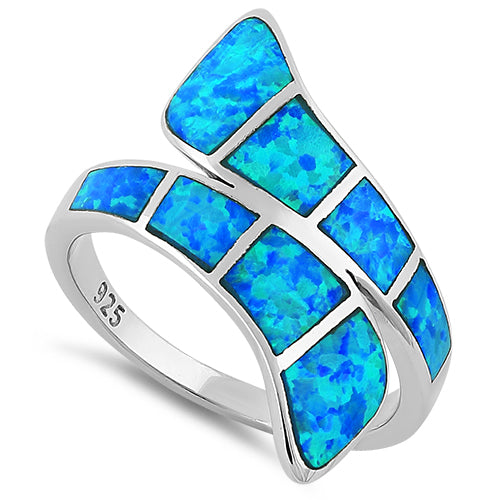 Sterling Silver Wrap Blue Lab Opal Ring