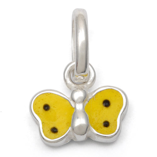 Sterling Silver Yellow Enamel Butterfly Small Charm