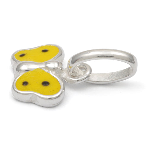 Sterling Silver Yellow Enamel Butterfly Small Charm