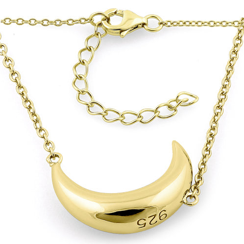 Sterling Silver Yellow Gold Half Moon Necklace