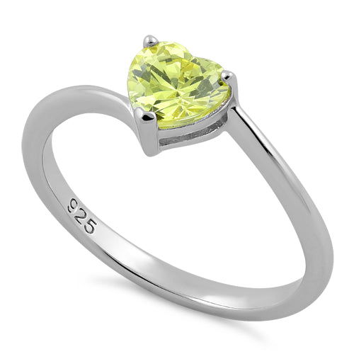 Sterling Silver Yellow Heart CZ Ring