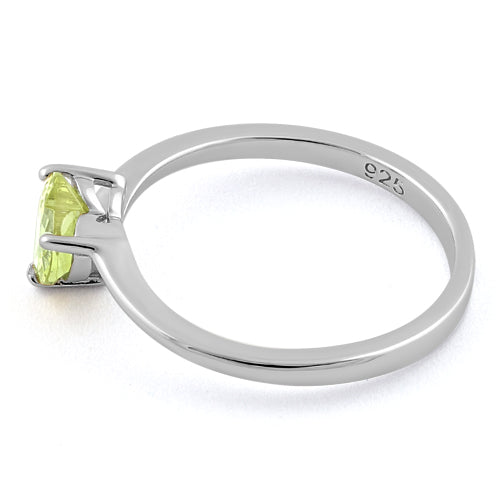 Sterling Silver Yellow Heart CZ Ring