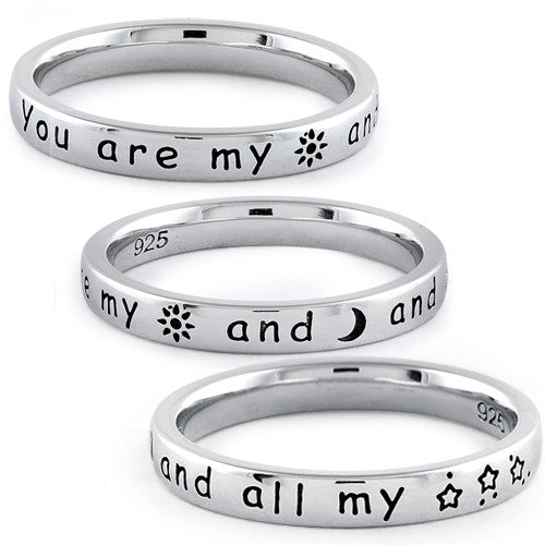 Sterling Silver "You Are My Sun And Moon And All My Stars" Ring