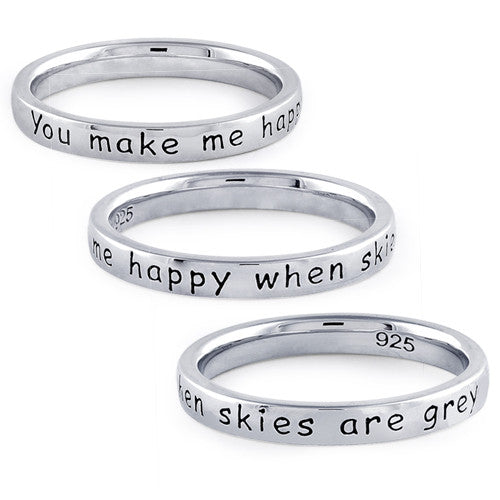 Sterling Silver "You Make Me Happy When Skies Are Grey" Ring