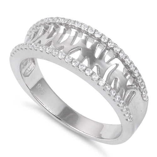 Sterling Silver Zebra Pattern CZ Ring