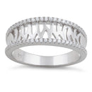 Sterling Silver Zebra Pattern CZ Ring