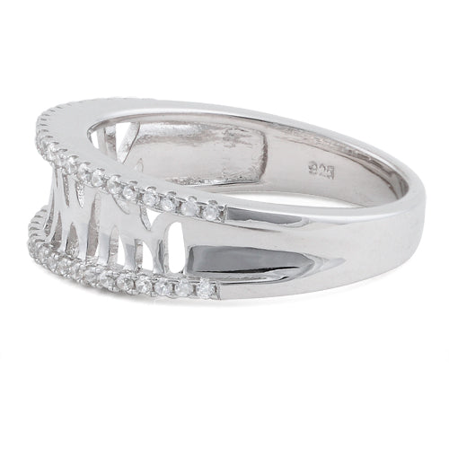 Sterling Silver Zebra Pattern CZ Ring