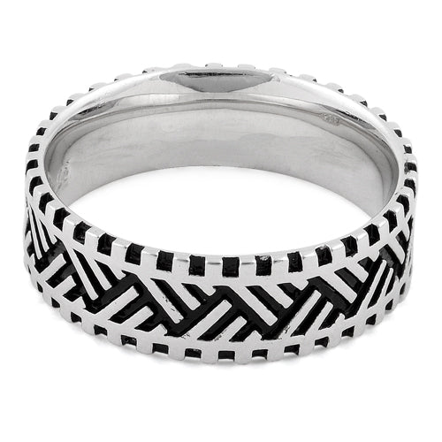 Sterling Silver Zig Zag Pattern Ring